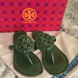 Tory Burch Olive Green Thong Sandals